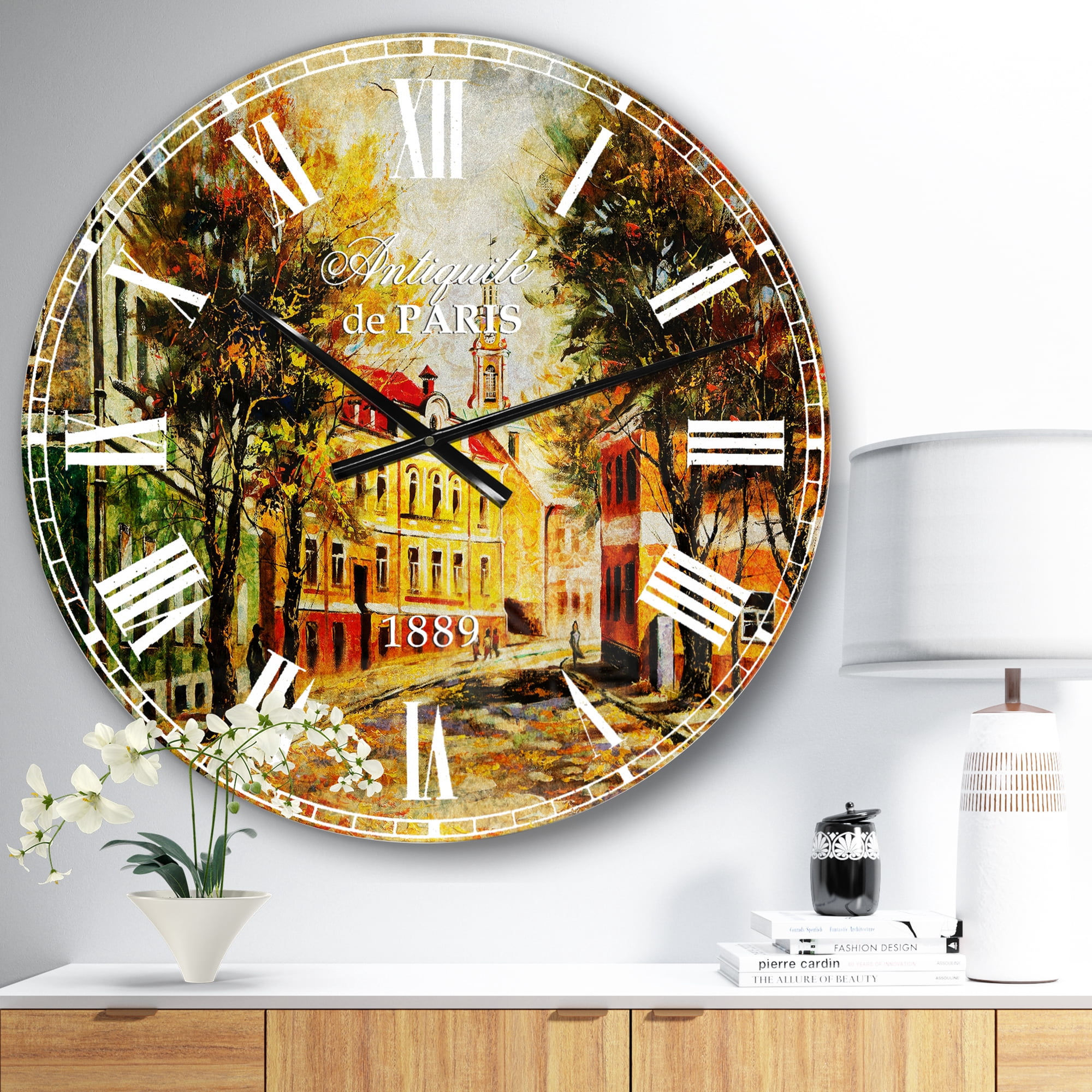 Designart 'Ancient Vitebsk in Autumn' French Country wall clock
