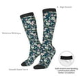 thumbnail image 4 of Xecao Lilies Flowers print thigh-high socks, crafted for both men and women with a stretchy, high-opaque design perfect for daily wear, 4 of 6