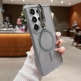 thumbnail image 3 of Design for Samsung Galaxy S24 FE Magnetic Case,With Contractible Metal Camera Ring Stand,Shockproof Heavy Duty Translucent Skinfeel Ultra Slim Phone Case For Samsung Galaxy S24 FE,Gray, 3 of 8