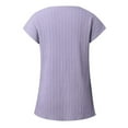 thumbnail image 5 of RMGVDSD Womens Tops Summer Sweater Women's Blouse Solid Color Button Fashion Short Sleeve Shirts Sweater Fall Outfits for Women /Purple, 5 of 8