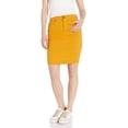thumbnail image 1 of YDX Smart Jeans  Juniors Denim Skirt for women knee high basic 5 pocket, Mustard, Large, 1 of 2