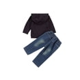 thumbnail image 3 of Pull à Capuche pour Garçon + Jeans, Imprimé Lettre, Design Trou Élastique Vêtements de Printemps, 3 of 6