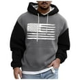thumbnail image 3 of Caqnni Mens Fashion Hoodies Sweatshirt Casual - Long Sleeve USA Flag Hooded Sweaters Patriotic Pullover Winter Clothes for Men (M,Light Gray), 3 of 4
