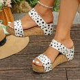 thumbnail image 3 of Rokment Women's Polka Dot Cork Footbed Slip on Dress Sandals Retro Beach Casual Leather Open Toe Platform Wedge Chunky Heels Slides Comfortable Backless Walking Summer Shoes White Size 7.5, 3 of 5