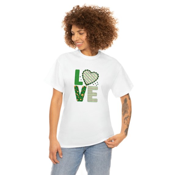Love St Patrick's Day Irish Fashion Green Unisex Heavy Cotton Tee sale