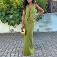 thumbnail image 6 of Women Maxi Skirt Set 2 Piece Outfits Sleeveless Top Maxi Skirt Going Out Two Piece Skirt Set Green S, 6 of 7