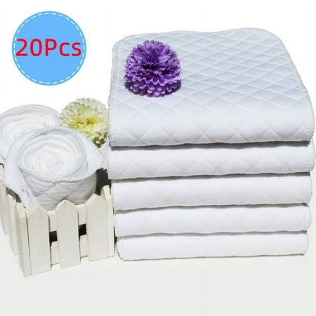 20 Count 3-Ply Prefold Cloth Diapers, GIXUSIL Thickened Washable Absorbent Cotton Diaper Burp Cloths /Face towel/Sweat towel , for Babies and Toddlers /Children/ AdultsMulti-Use （White)