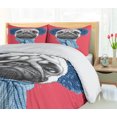 thumbnail image 5 of Ambesonne Pug Duvet Cover Set, Winter Dog with Earmuffs, 2-Calking, Dark Coral Turquoise, 5 of 7
