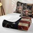 thumbnail image 4 of Castle Fairy Animal Deer Quilt King for Teens,Rustic American Flag King Coverlet Set,Red Blue Brown, 4 of 7