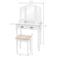 thumbnail image 2 of Costway White Tri Folding Mirror Makeup Dressing Table Stool Vanity Set W/ 4 Drawers, 2 of 10