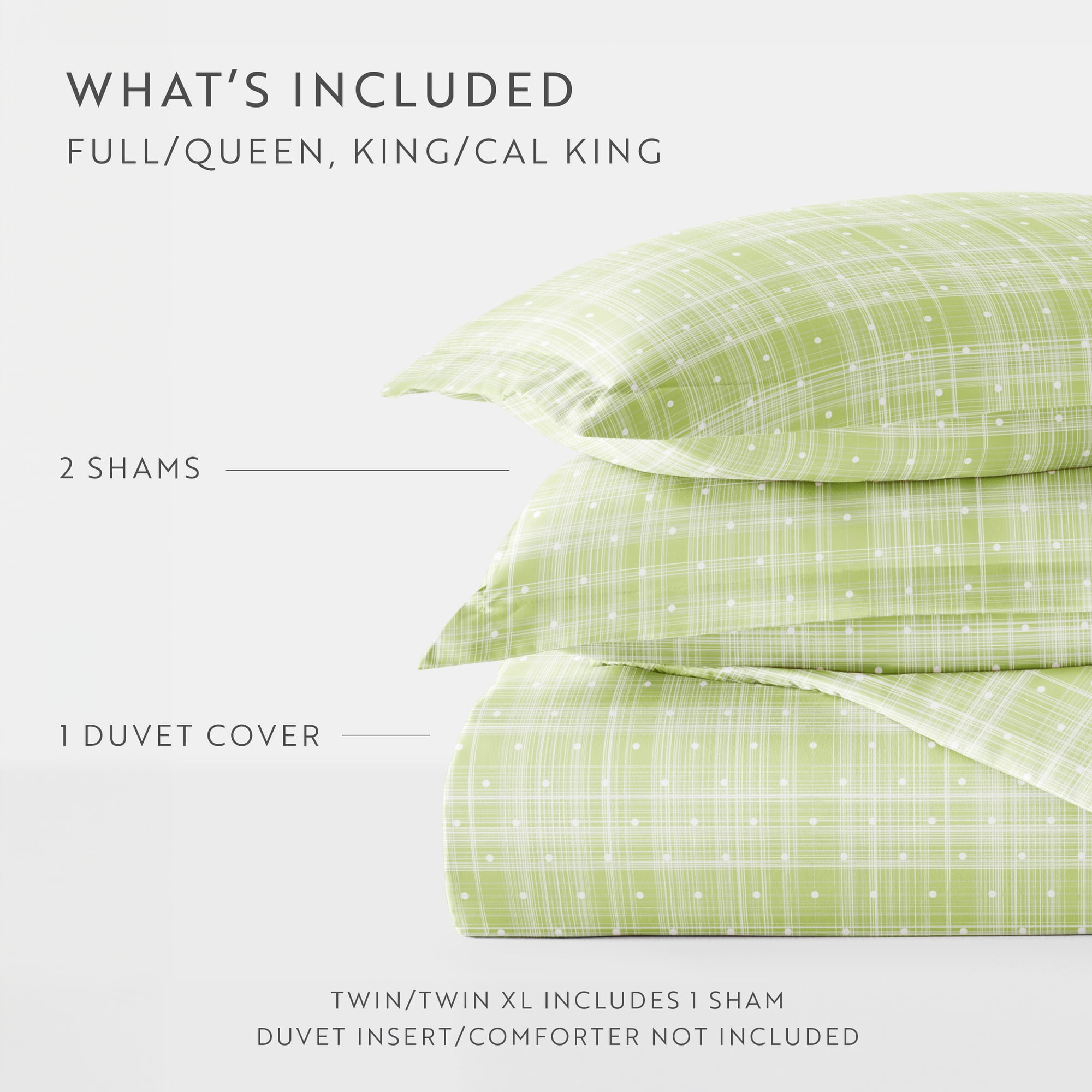 Noble Linens Moss Polka Dot Pattern Duvet Set 3-Piece Duvet Cover Set, Full/Queen
