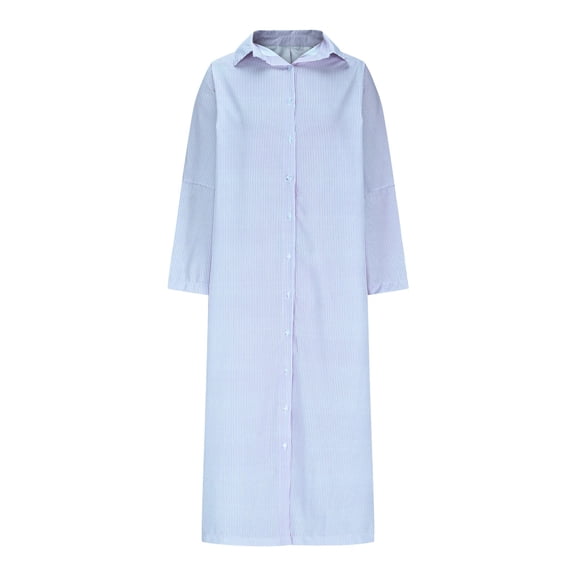 Zpanxa Plus Size Shirt Dresses for Women, Long Sleeve Button Down Lapel Collar Maxi with Relaxed Everyday Wear