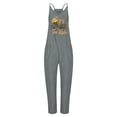 thumbnail image 2 of Gibobby Monos Holgados Mono informal sin mangas para mujer, mono con cuello de y tirantes finos, pantalones largos elásticos, mono con dos bolsillos(Gris， L), 2 of 4