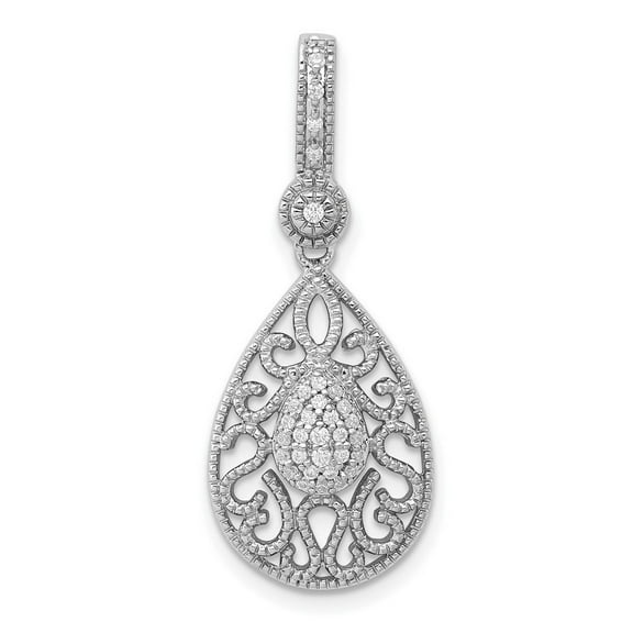 14k White Gold Diamond Pendant Necklace Jewelry for Women - .14 dwt
