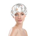 thumbnail image 3 of Kdxio Gray Rabbit Print Shower Cap for Women,Elastic and Reusable,Double Waterproof Layers Bathing Hat, 3 of 9