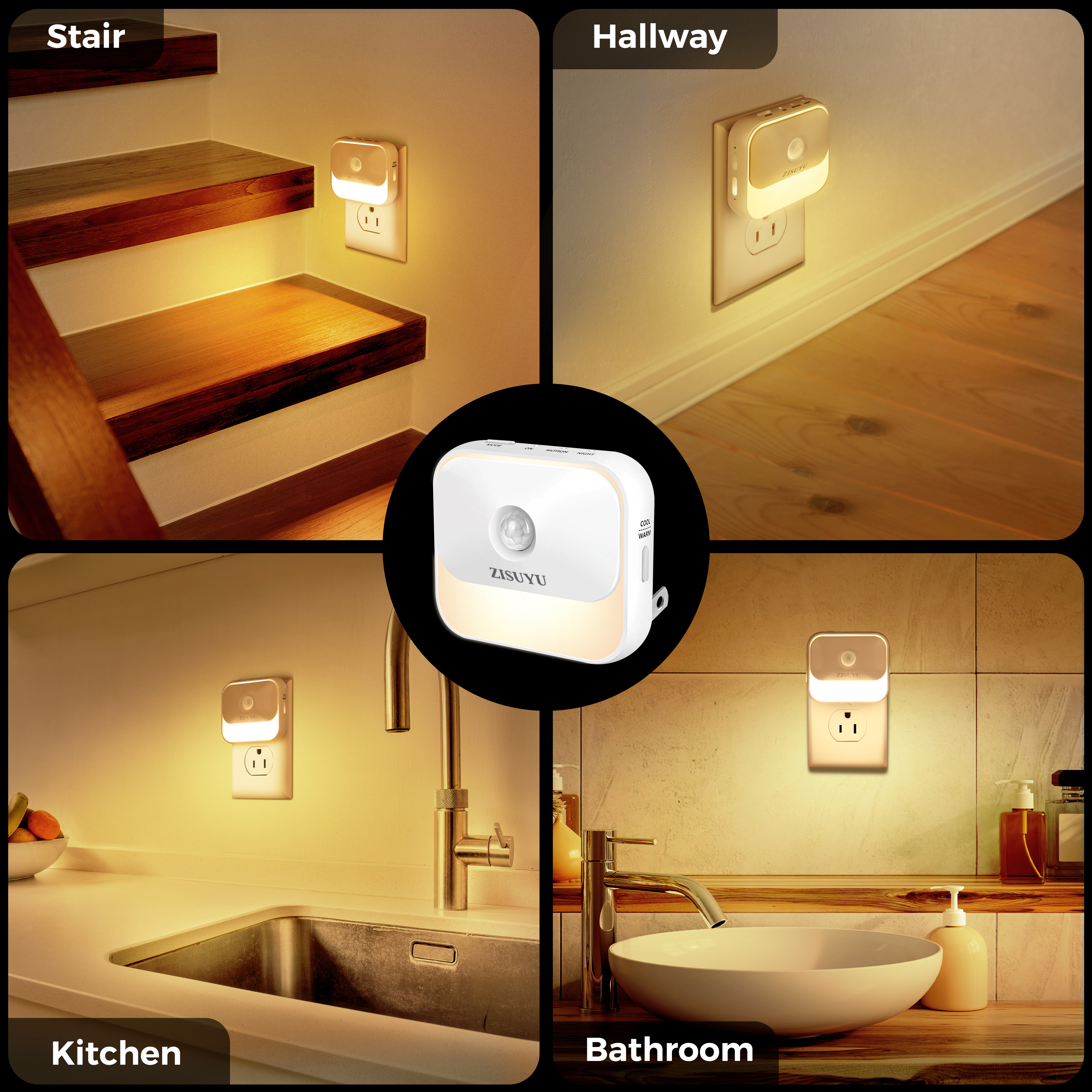 ZISUYU 2-Pack Motion Sensor LED Night Lights, Dimmable photo 5