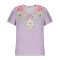 thumbnail image 5 of AVTOIFY Summer Womens Blouses Dressy Casual, Women's Fashion Casual Comfortable Printed Short Sleeved V-Neck T-Shirt Blouse Pink S, 5 of 5