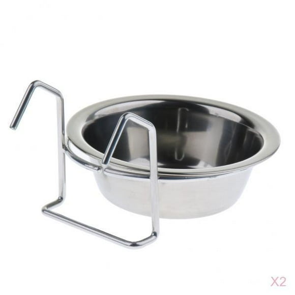 lionlar 2 Pcs Bird Parrot Feeding Cups with Clamp, Stainless Steel Food Water Bowls Dish