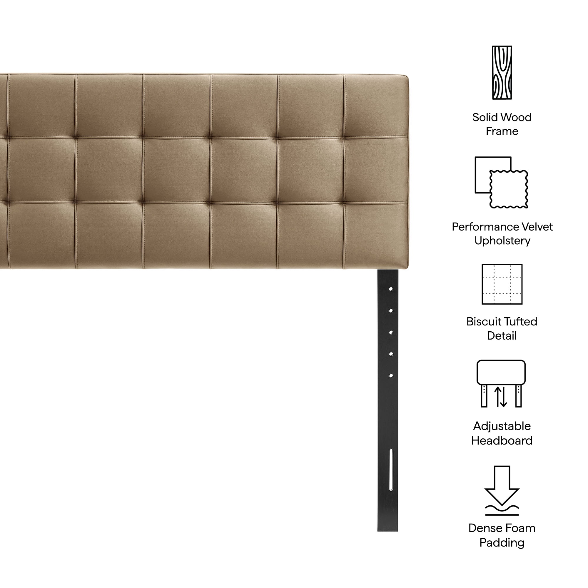 Lily Stain-Resistant Performance Velvet Full Size Headboard in Taupe