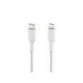 thumbnail image 2 of Belkin BoostCharge Nylon Braided USB C to Lightning Cable 3.3ft/1M - MFi Certified 18W Power Delivery iPhone Charger Cord - Apple Charger USB C Cable - Fast Charging for iPhone 14, iPhone 13 - White, 2 of 5