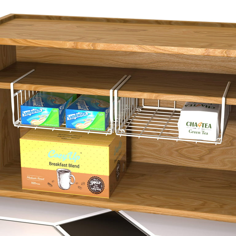 2 Pack - Simple Houseware Under Shelf Basket, White