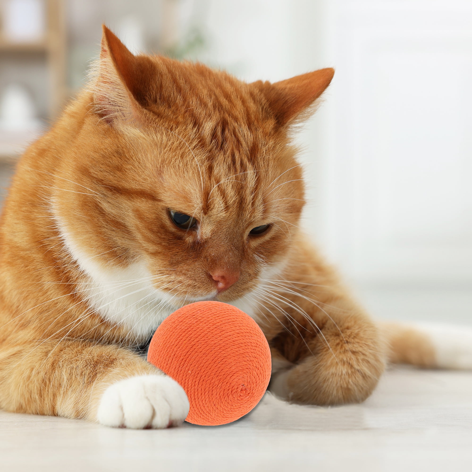 Unique Bargains Playing Ball with Bell for Cat Playtime Orange