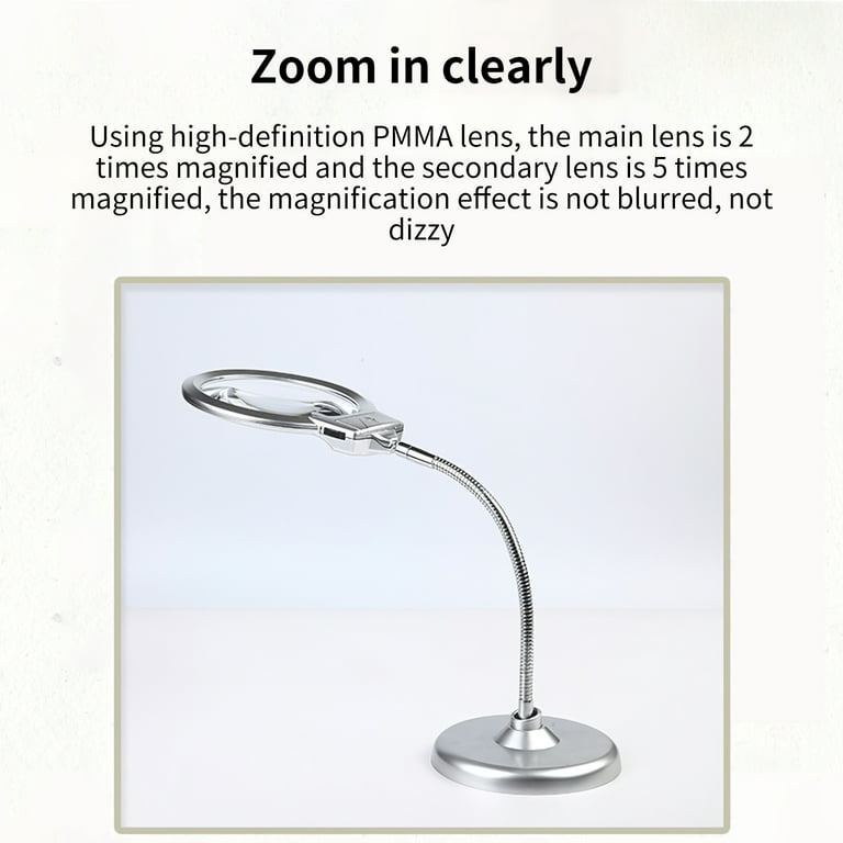 Dimmable LED Magnifying Lamp Large Hands Free Magnifying Glass with Light  and Stand for Reading Seniors Hobbies Crafts Workbench