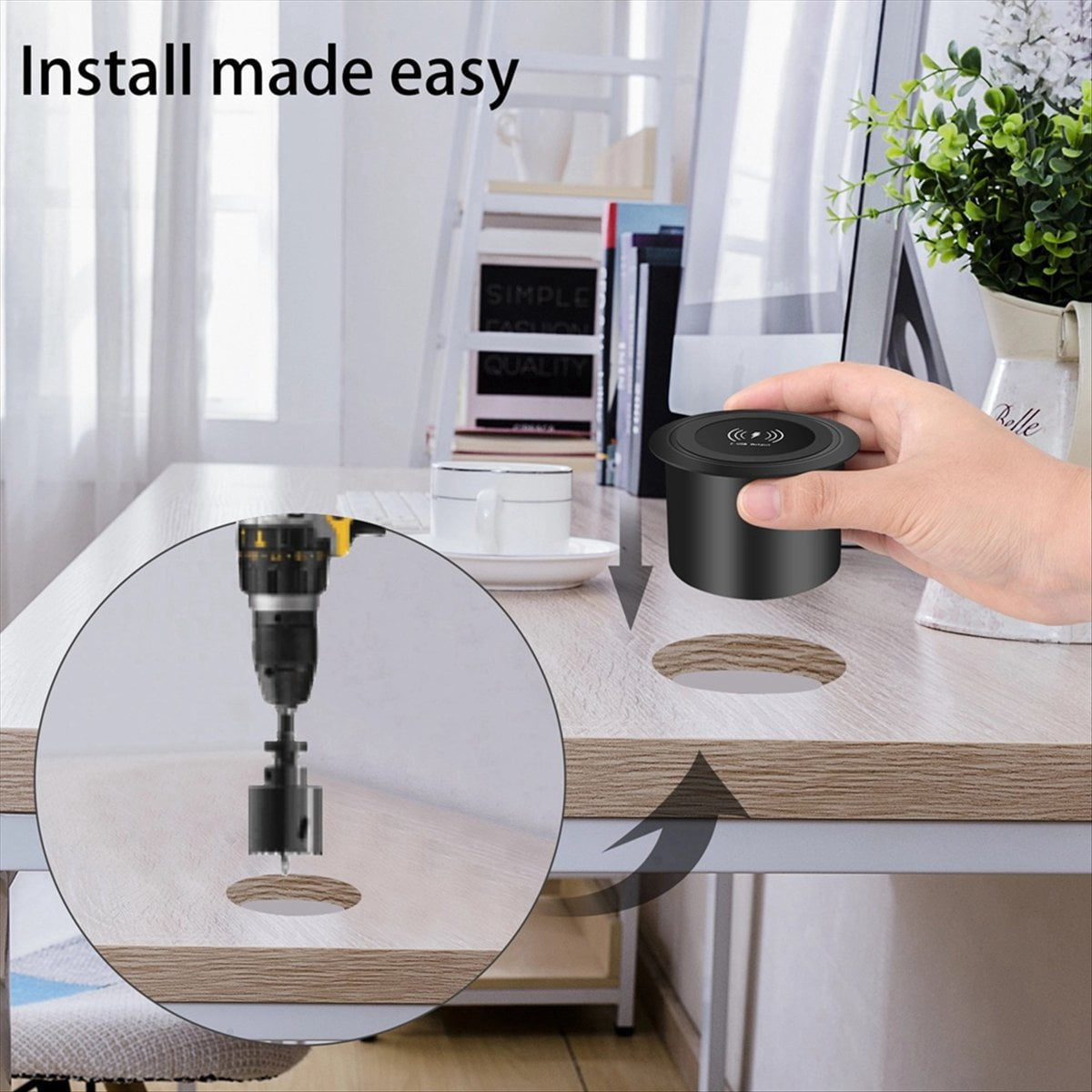 4X 10W Fast Wireless Charger -Up Desktop Embedded Fast Wireless Charger with USB Port Universal for Smartphone