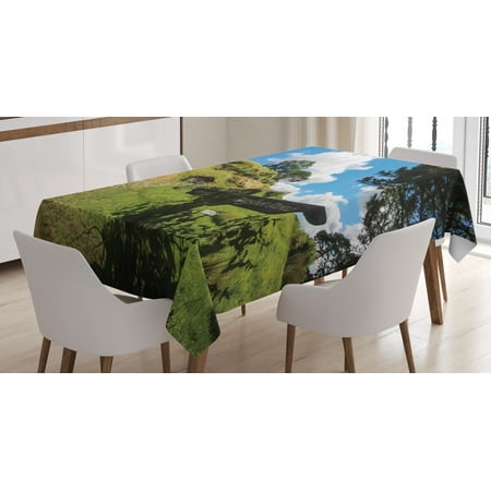 

Hobbits Tablecloth Overhill Hobbit Village in Matamata New Zealand Fantasy Scene House Image Print Rectangular Table Cover for Dining Room Kitchen 52 X 70 Inches Green Blue by Ambesonne