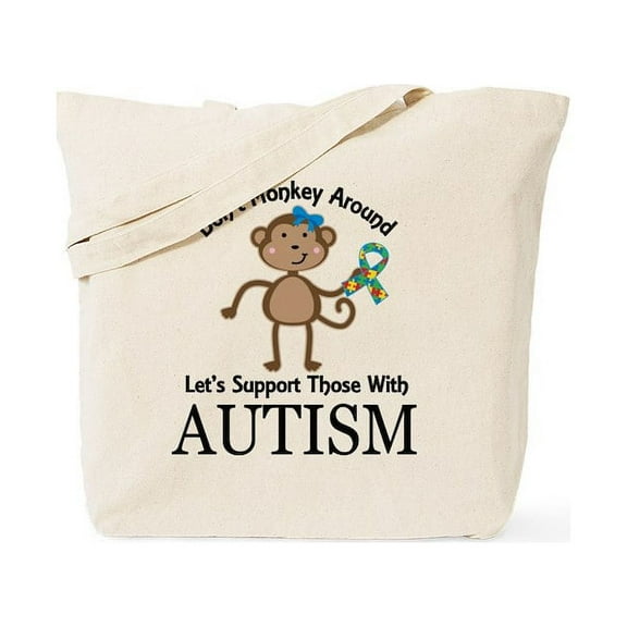 CafePress - Autism Monkey Support Ribbon Tote Bag - Unisex Canvas Tote Bag, Beige, 1-Piece