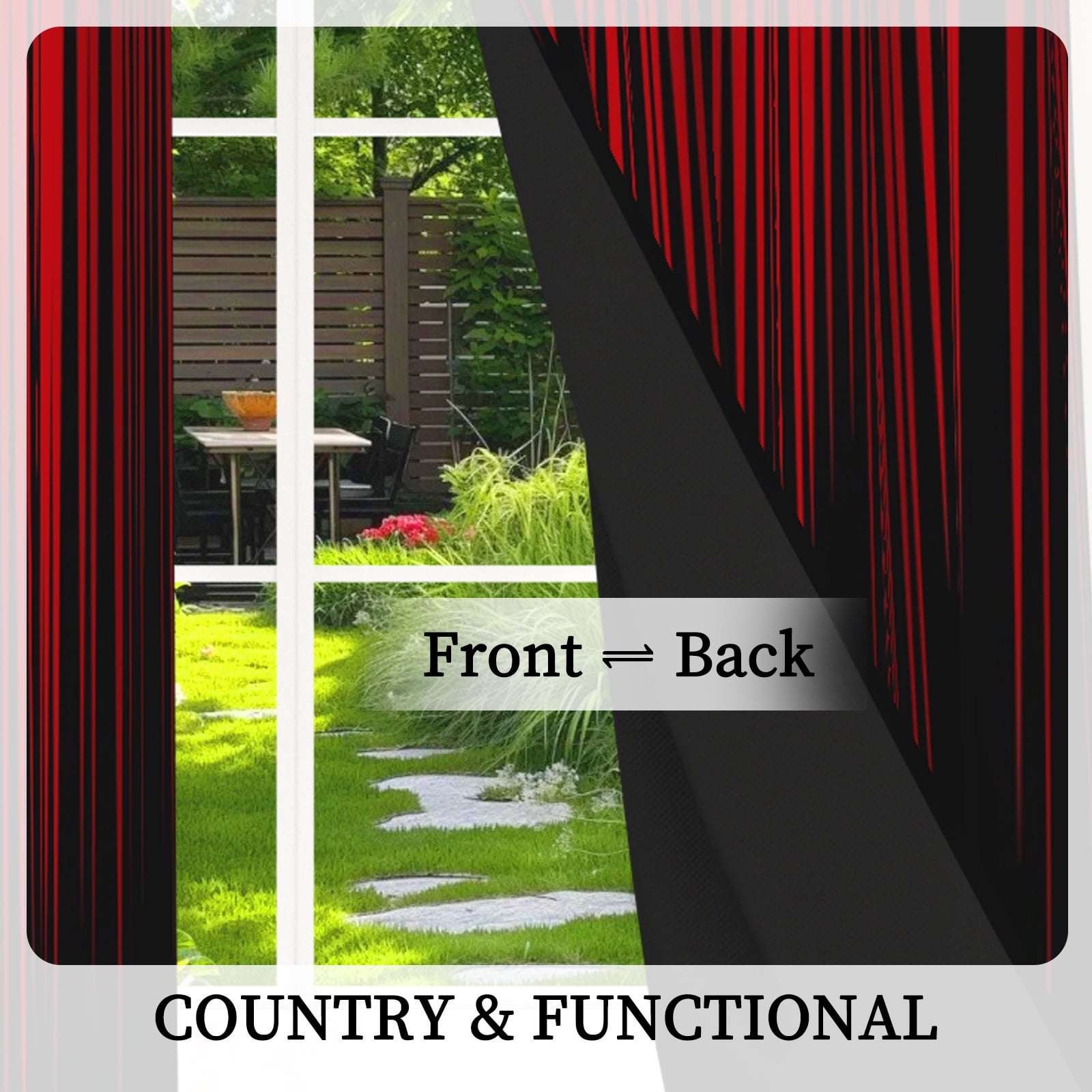 DaShan Red and Black Blackout Curtains,Set of 2,Gradient Darkening Drapes for Bedroom/Living Room,52x84 inches