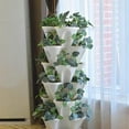 thumbnail image 6 of Three Petal Vertical Planter, Stackable Tower Planters, Strawberry Herb Flower and Vegetable Pots, with Gardening Tool, Indoor Outdoor Gardening Pots with Removable Wheels and Tools, Pink, 6 of 8
