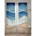 thumbnail image 5 of Light Blue Ripple Sheer Curtains 2 Panels Set Light Blue Gradient Abstract Line Lihgt Filtering Rod Pocket Voile Drape, Semi Sheer Window Curtains for Bedroom Living Room, 52"x108", 5 of 5