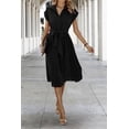 thumbnail image 4 of NAYAOTO Womens Casual Midi Dresses Solid V Neck Short Sleeve Button Shirt Belted Dress with Pockets for Spring Summer 2026, 4 of 7