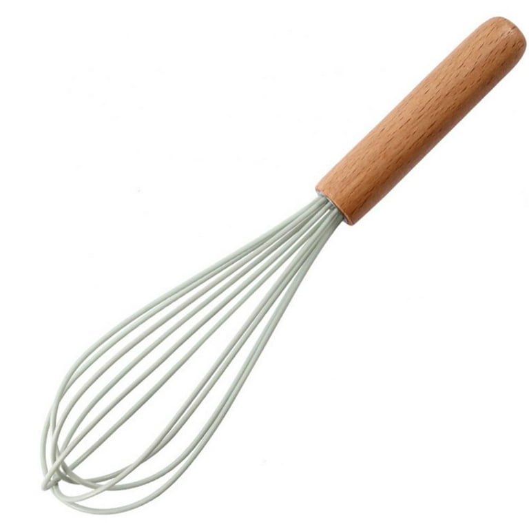Promotion!Kitchen Silicone Whisk Mini Wire Whisk Wooden Handle & Silicone  Non-Stick Coating Hand Egg Mixer 