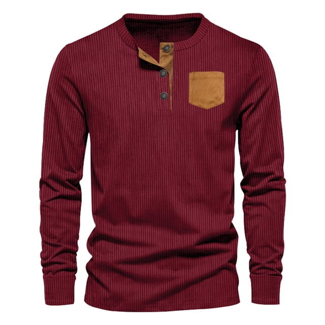 pstuiky camisetas de manga larga para hombre, Blusa informal de manga larga con cuello redondo y cremallera para hombre, de invierno, a la moda camisetas de hombre m