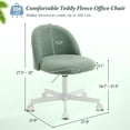 thumbnail image 3 of Ktaxon Armless Home Office Desk Chair Cute Mid Back Vanity Stool Teddy Velvet Swivel Task Chairs with Wheels Green, 3 of 11