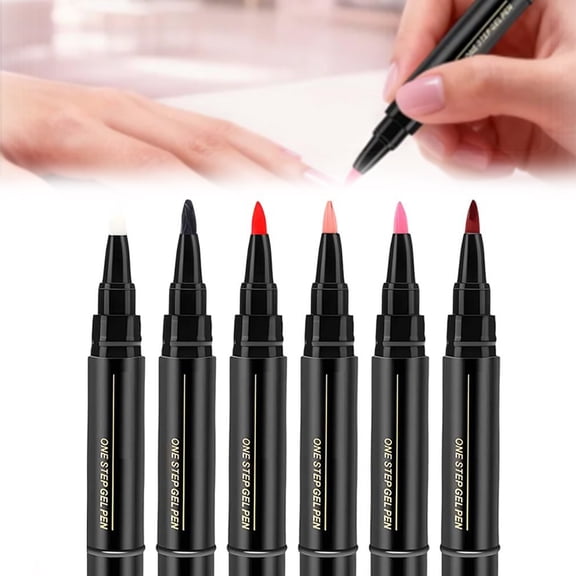 Nail Art Pen Set, 6/12/18 Colors Nail Polish Pens 3 in 1 Gel Nail Pen for DIY Nail Designs, Quick Dry Colorful Nail Art Pens for Women Girls (B, 6PC)