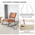 thumbnail image 3 of PU Accent Rocking Chair, Upholstered Cushioned Seat Rocker Chair with Metal Legs, Soft Backrest Armless Recliner Chair Leisure Chair for Baby Nursery, Living Room, Bedroom, Brown, 3 of 8