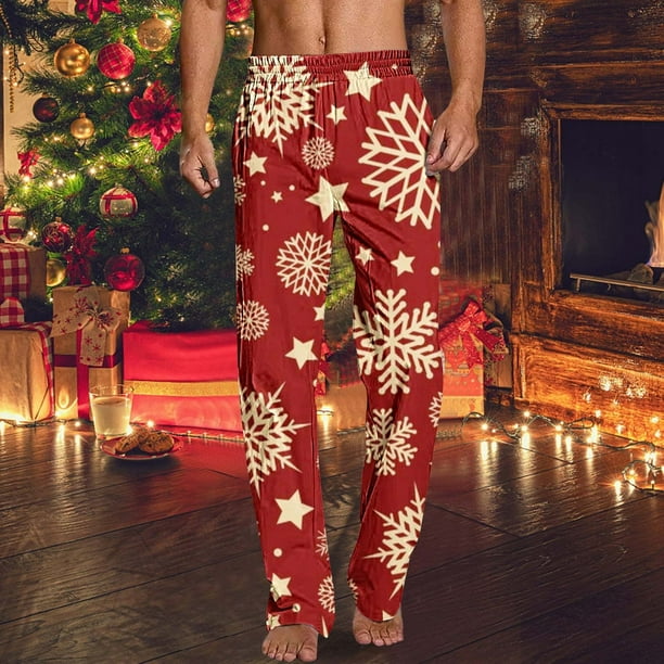 Pantalones largos para hombre, ropa de dormir para el hogar, pantalones de pierna recta con estampado fino, pantalones casuales para hombre, pantalones para hombre