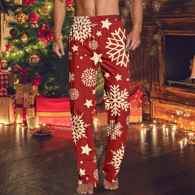 Pantalones largos para hombre, ropa de dormir para el hogar, pantalones de pierna recta con estampado fino, pantalones casuales para hombre, pantalones para hombre