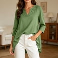 thumbnail image 2 of Cmfcve Tunic Tops for Women Cotton Linen Long Sleeve V Neck Blouses Loose Fit Casual Flowy Shirts, 2 of 6