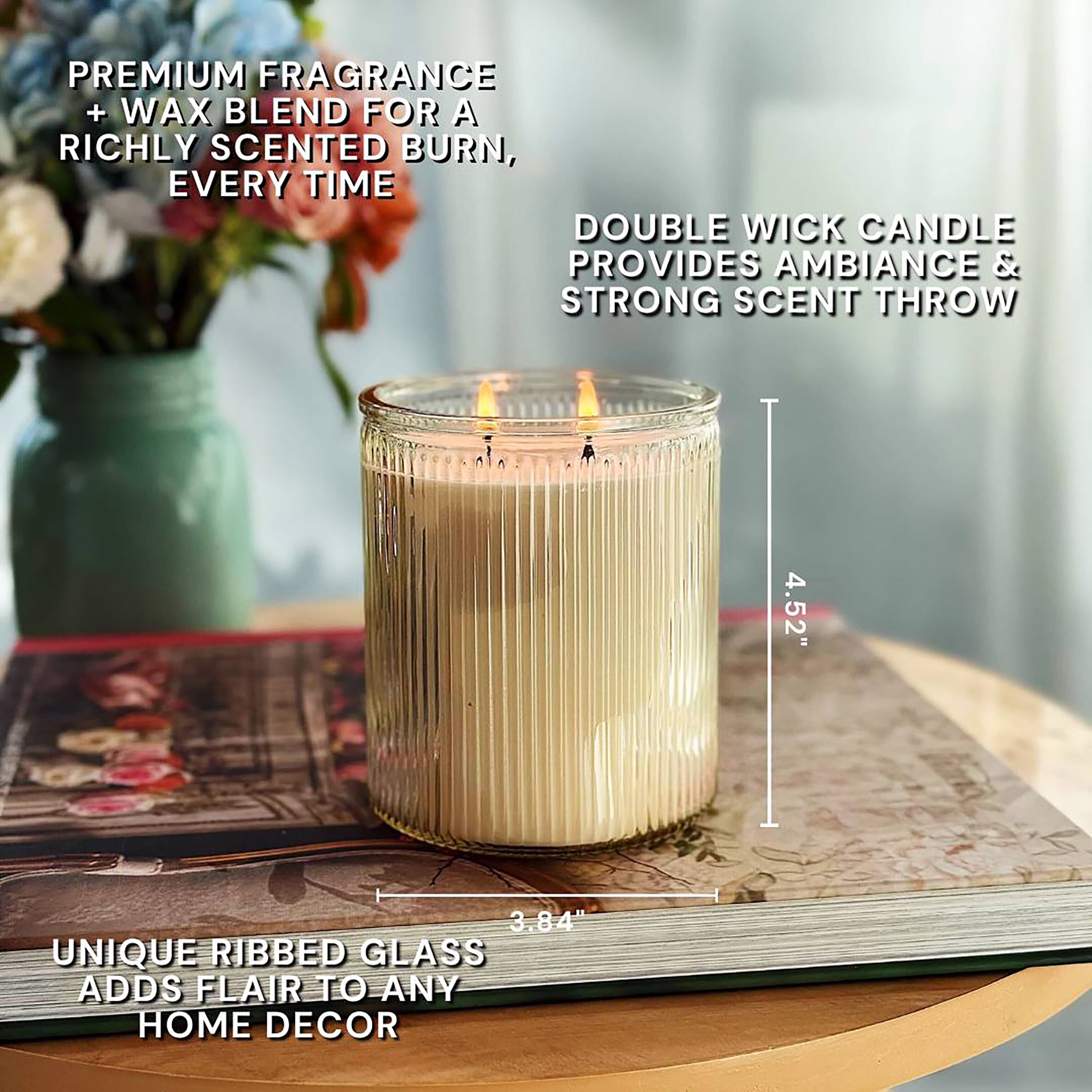 Better Homes & Gardens Salted Coconut and Mahogany Scented 2-Wick 17.1oz Ribbed Jar Candle