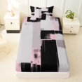 thumbnail image 4 of Castle Fairy Bohemian Geometric Block Twin Sheets 3pcs,Minimalism Vertical Streak Bedding,Black Pink Gray,1 Flat Sheet, 1 Fitted Sheet and 1 Pillowcase, 4 of 7