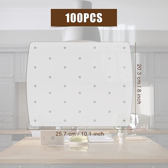 100 Pcs Doublure en Parchemin pour Friteuse à Air Chaud, Doublure Carrée Perforée pour Friteuse à Air pour Ninja Foodi Grill 5 en 1 AG301 Friteuse à Air Double