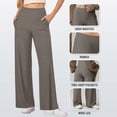 thumbnail image 6 of FRSASU Womens High Waist Yoga Pants Stretchy Casual Straight Leg Pull on Knitted Trousers with Pockets Khaki, 6 of 9