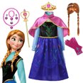 thumbnail image 2 of Disfraz de princesa Anna de Frozen de Disney para niños y niñas, vestido de Cosplay de fiesta de cumpleaños con capa, vestido de Halloween, 2024, 2 of 5