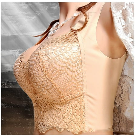 

Plus Size Underwear For Women 2202 New Women s Lace Plus Size Bra No Steel Ring Push Up Underwear Vest-Style Sleep Bra