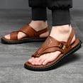 thumbnail image 2 of Dakaela Mens Sandals Indoor Outdoor Beach Flip Flop Casual Thong Leather Slip on Two Uses Strap Slippers, 2 of 8