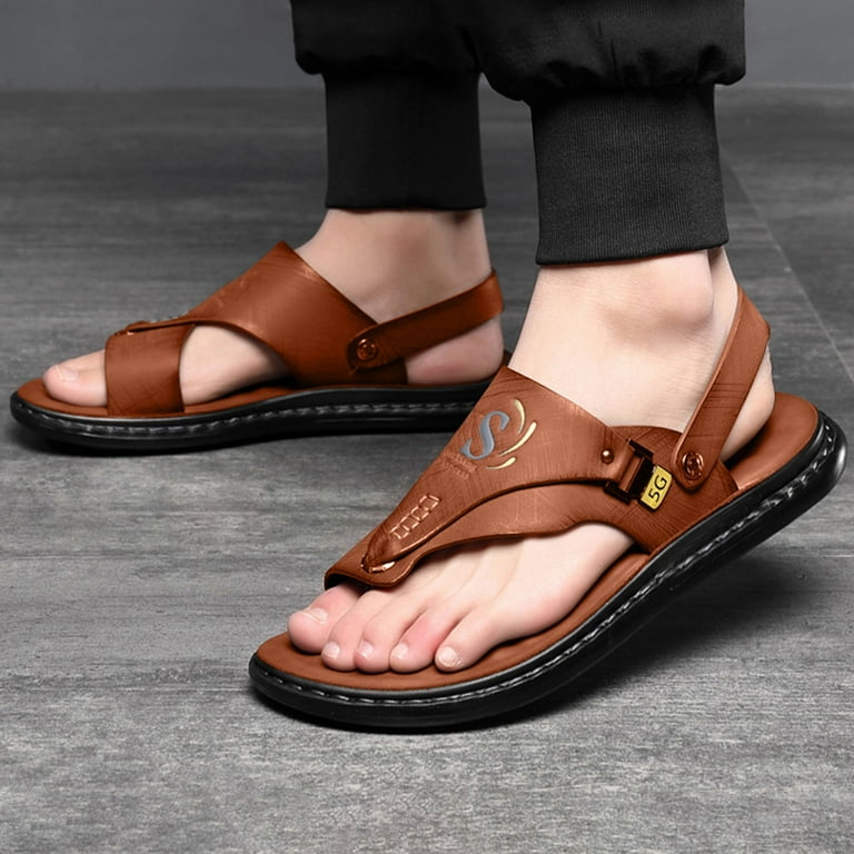 Leather Brown Sandals Men 9 Suede Thong Flops Casual Beach Summer Preppy Outdoor Made in Hawaii | Classic Leather + Suede Thong Sandals main image 2